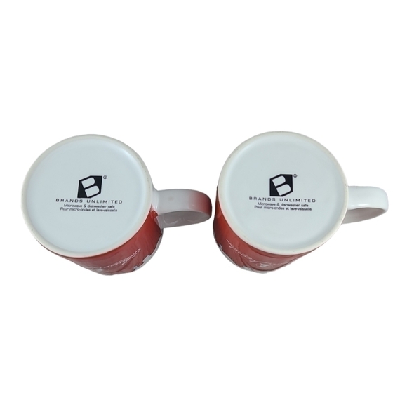 LAURA SECORD Red Ceramic Mugs Brands Unlimited Pair Set of 2 Coffee Tea Cups - Picture 6 of 7
